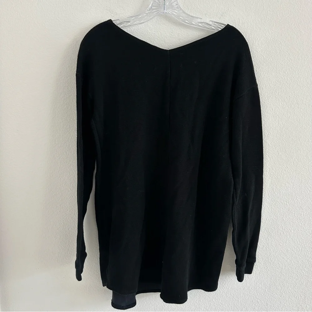 Reformation Ribbed Black‎ Long Sleeve Scoop Neck Sweater Top Size: L